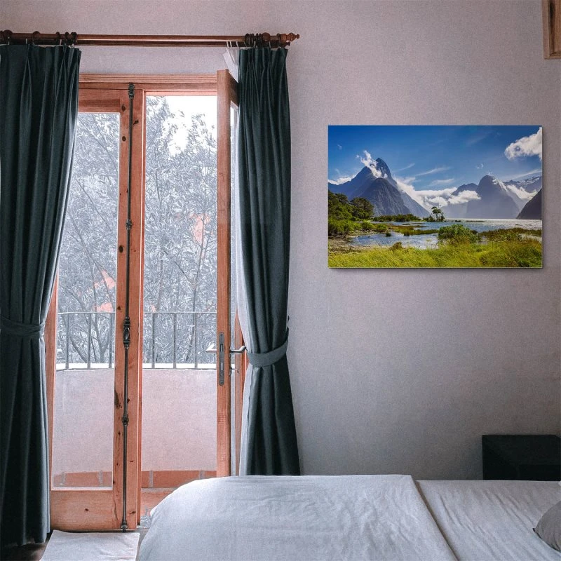 Berge & Gebirge Neuseeland Milford Sound Fjord als Alu-Dibond Bild 90x60cm