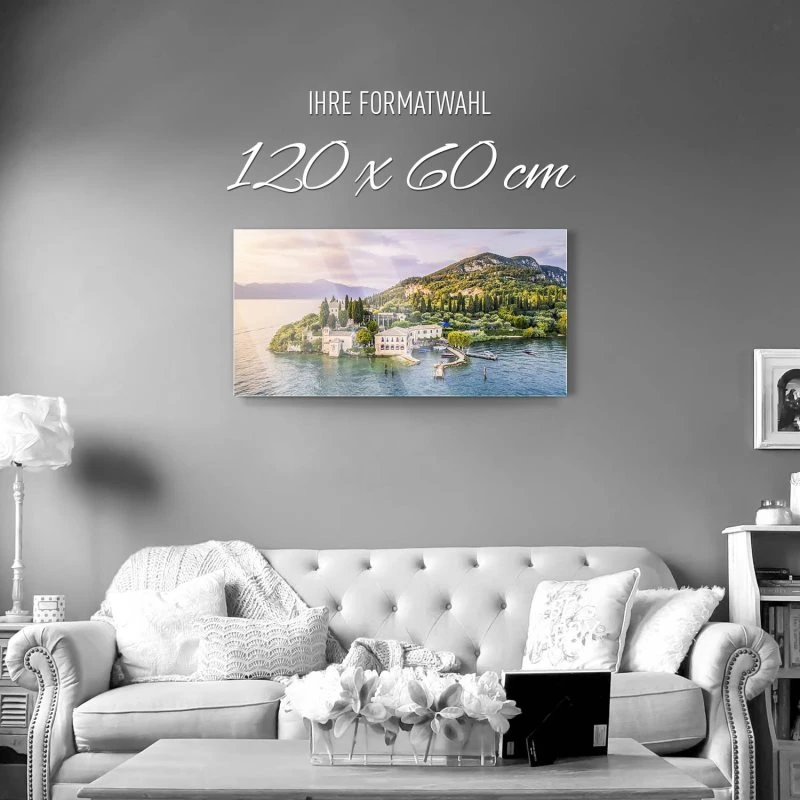 Strand & Meer Punta San Vigilio, Gardasee als Acrylglas Bild 120x60cm