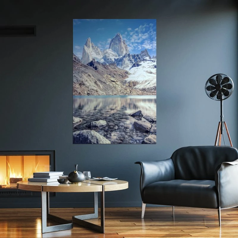Poster 40x60cm im Hochformat, Fitz Roy und  Cerro Torre Berge & Gebirge