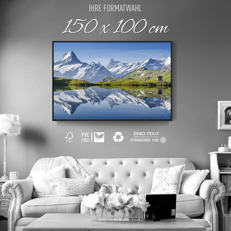 Berge & Gebirge Bachalpsee Schweiz im schwarzen Bilderrahmen, 150x100cm