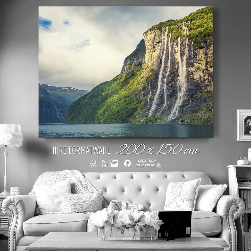 Wasserfall Seven Sisters als Keilrahmenbild 200x150cm