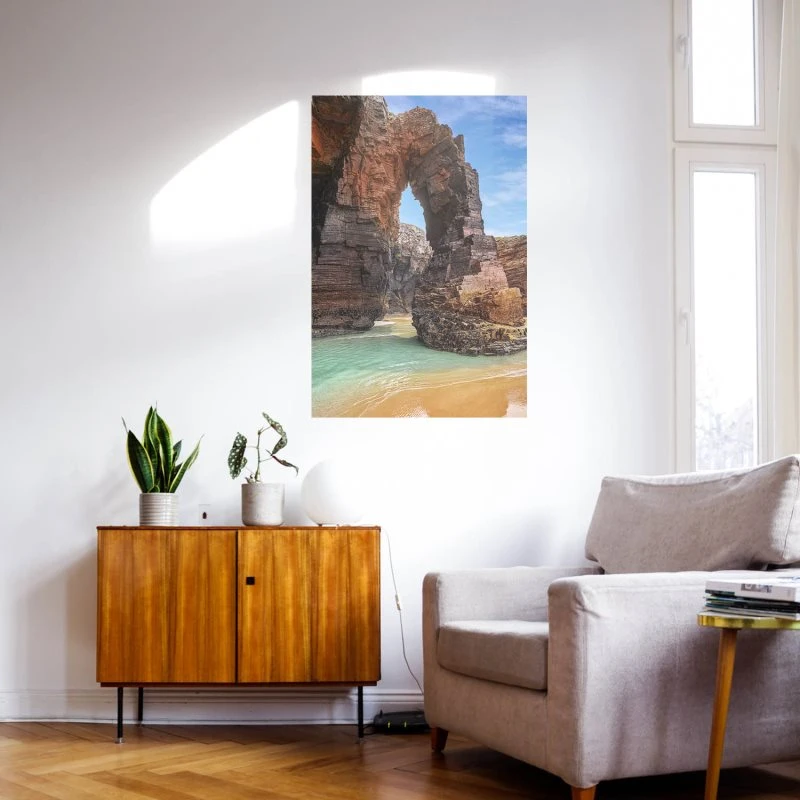 Poster 40x60cm im Hochformat, Playa de las Catedrales Strand & Meer