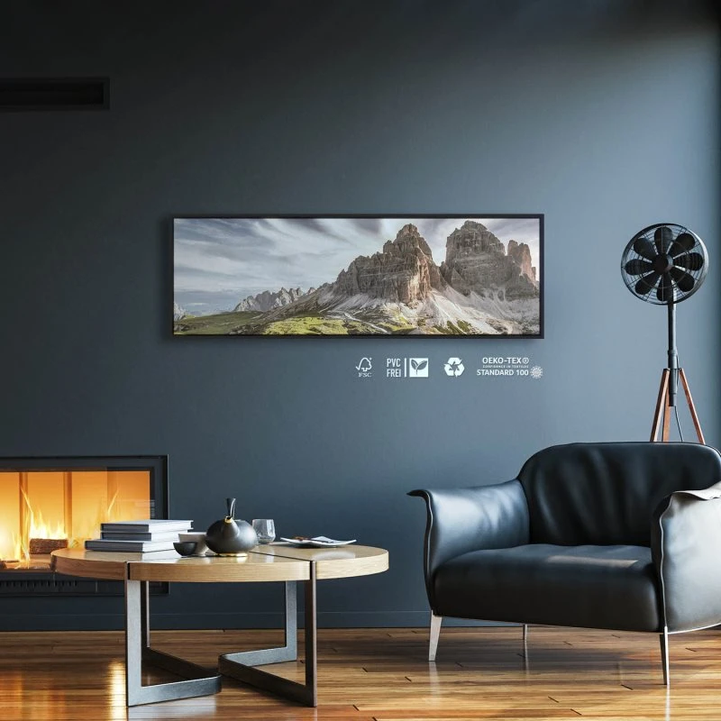 Berge & Gebirge 3 Zinnen Dolomiten im schwarzen Bilderrahmen, 150x50cm