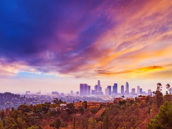 Skyline Los Angeles hills als Acrylglasverbund Bild 160x120cm