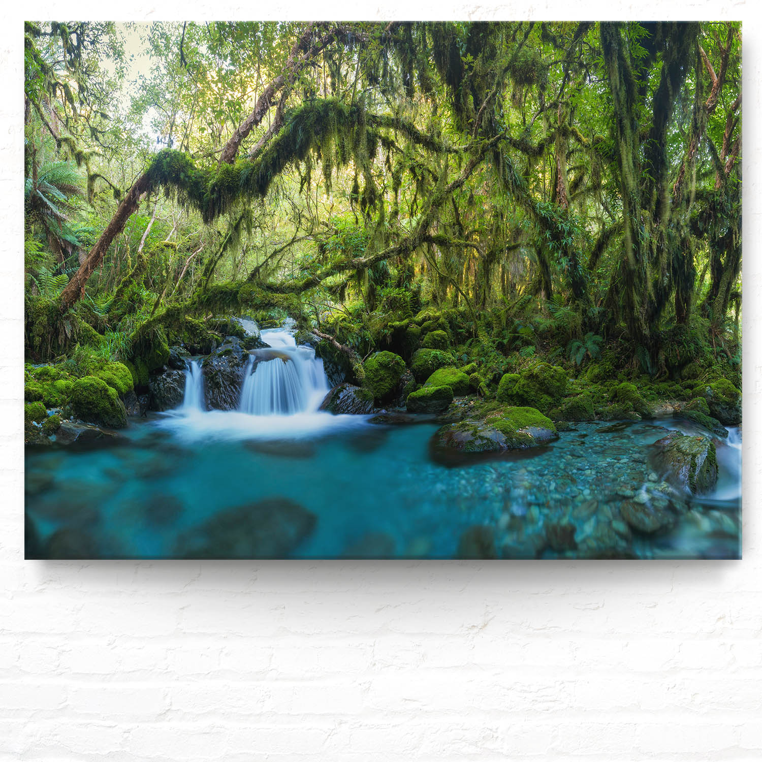 Keilrahmenbild groß, Dschungel idylischer Bachlauf 160x120cm 