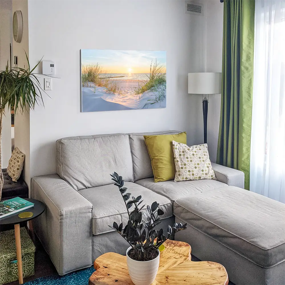 Strand & Meer Ostsee Sonnenuntergang als Acrylglasverbund Bild 150x50cm