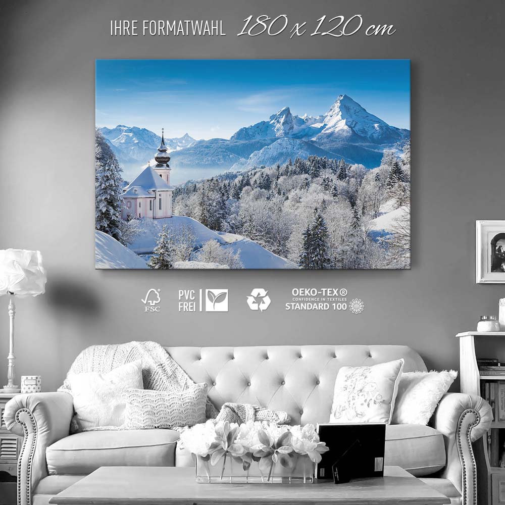 Berge & Gebirge Winter in den Alpen als Keilrahmenbild 180x120cm
