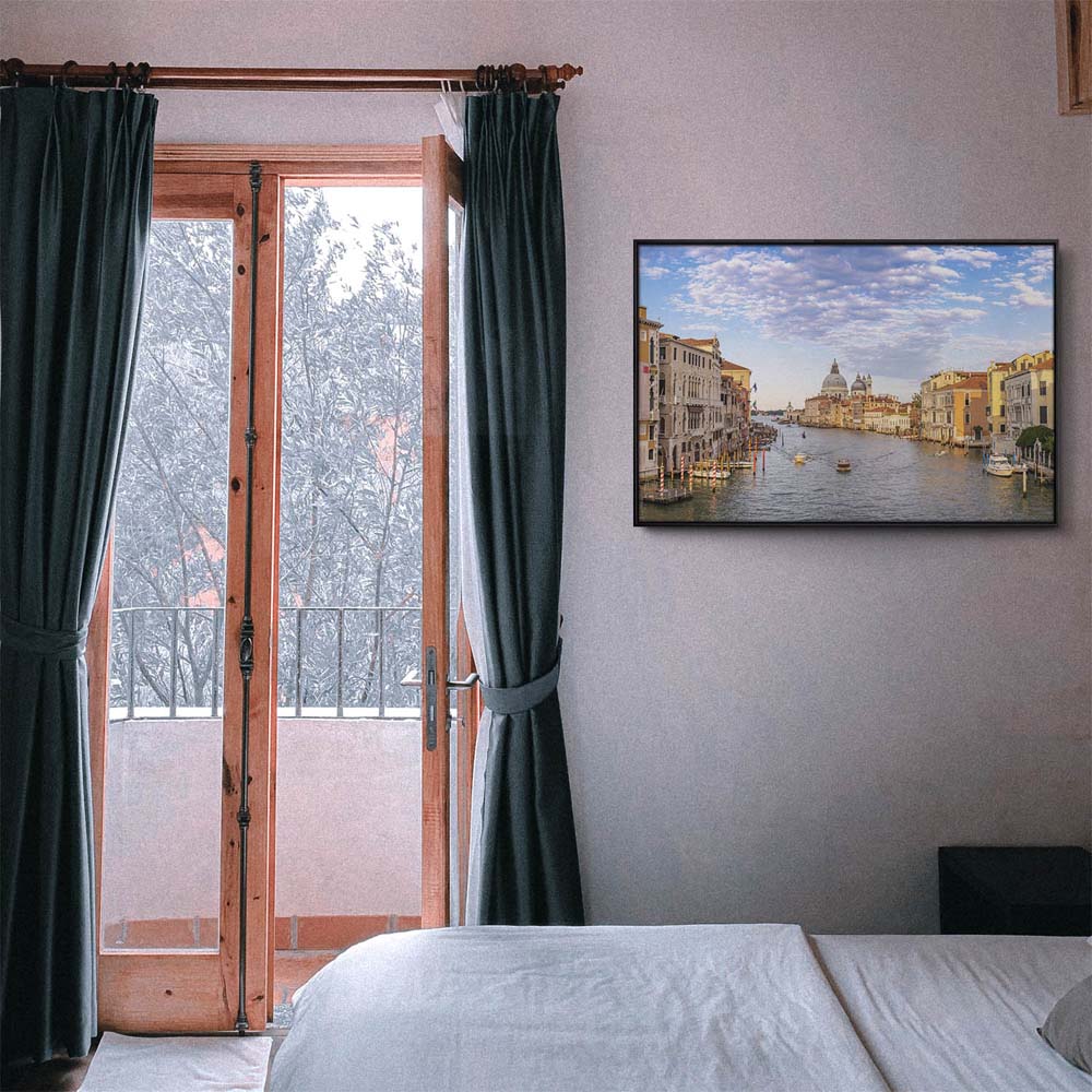Skyline Canal Grande in Venedig im schwarzen Bilderrahmen, 150x100cm