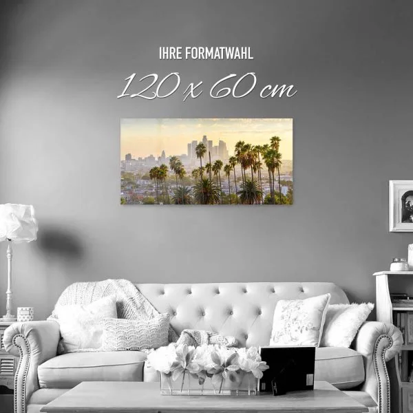 Skyline Los Angeles Palmen als Acrylglas Bild 120x60cm