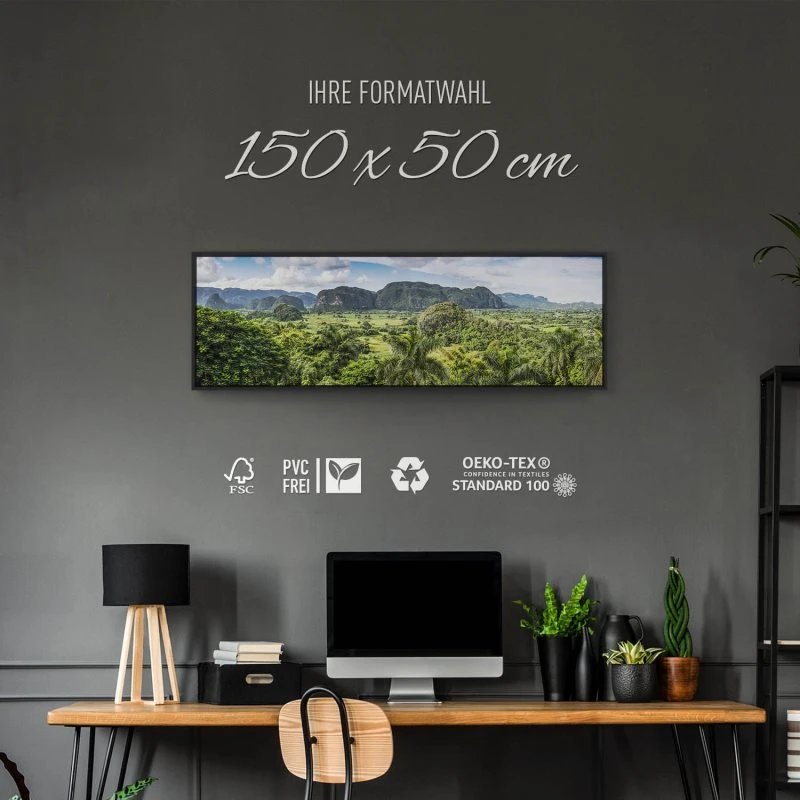 Panorama Kuba Valle de Viñales Berge & Gebirge Wandbild mit schwarzen