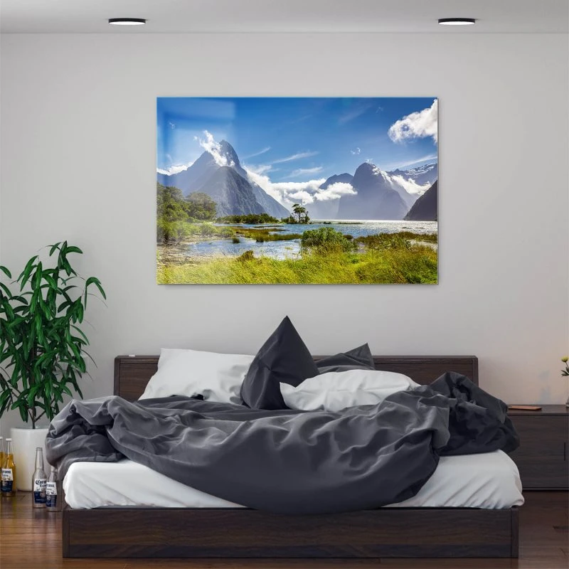 Berge & Gebirge Neuseeland Milford Sound Fjord als Acrylglasverbund Bild 160x120cm