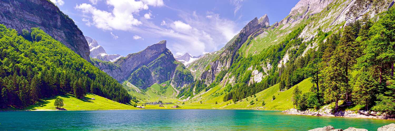 Berge & Gebirge Seealpsee Alpen als Leinwand Bild 150x50cm