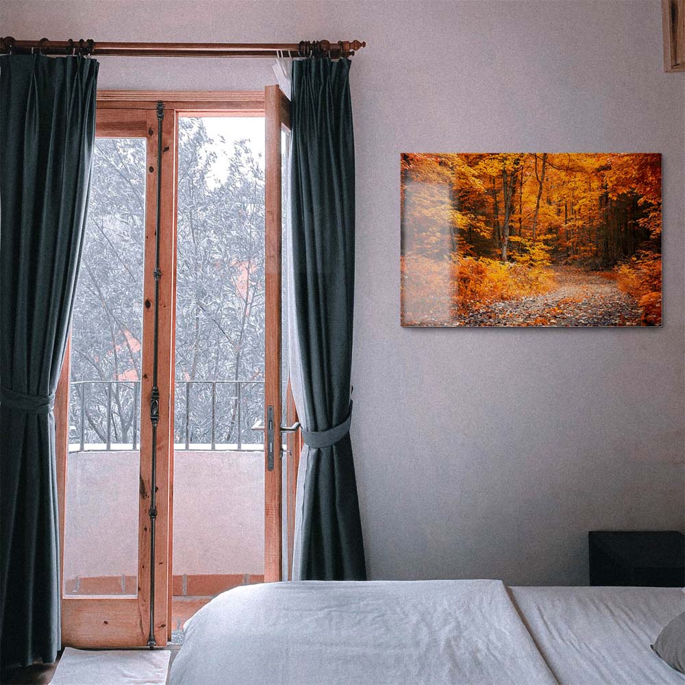 Wald & Bäume Herbst Wanderung II als Acrylglasverbund Bild 180x90cm