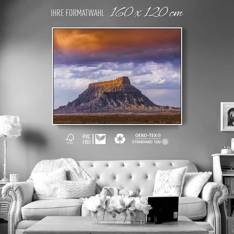 Berge & Gebirge factory butte USA im weißen Bilderrahmen, 160x120cm