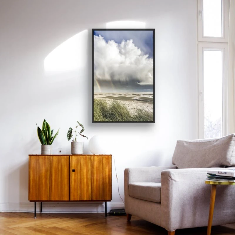 Strand & Meer Wattenmeer Nordsee im Hochformat 60x90cm mit schwarzen Bilderrahmen