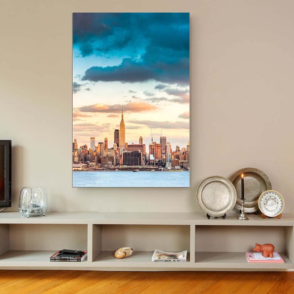 Alu-Dibond Bild im Hochformat, Skyline Panorama von New York 80x120cm