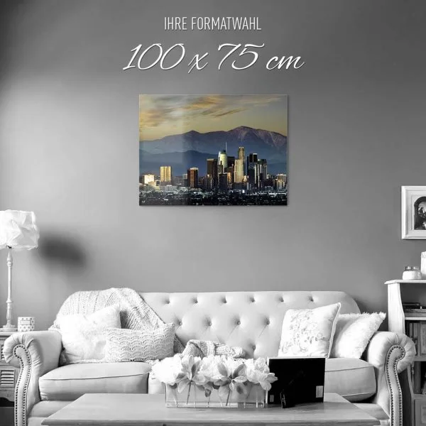 Skyline Los Angeles by night als Acrylglasverbund Bild 100x75cm