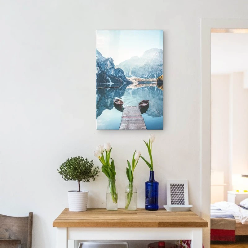 Berge & Gebirge Pragser Wildsee Dolomiten im Hochformat als Acrylglasverbund Bild 60x90cm