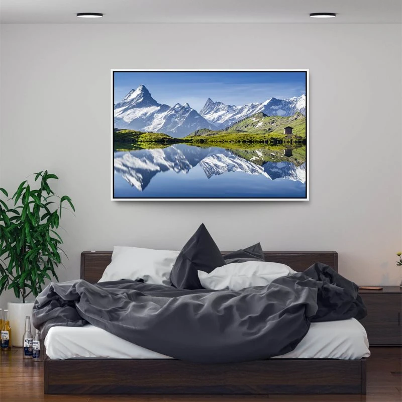 Berge & Gebirge Bachalpsee Schweiz im weißen Bilderrahmen, 150x100cm