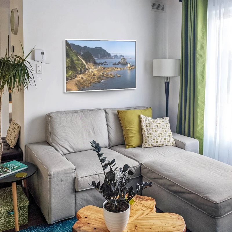 Strand & Meer Silence Beach im weißen Bilderrahmen, 150x50cm