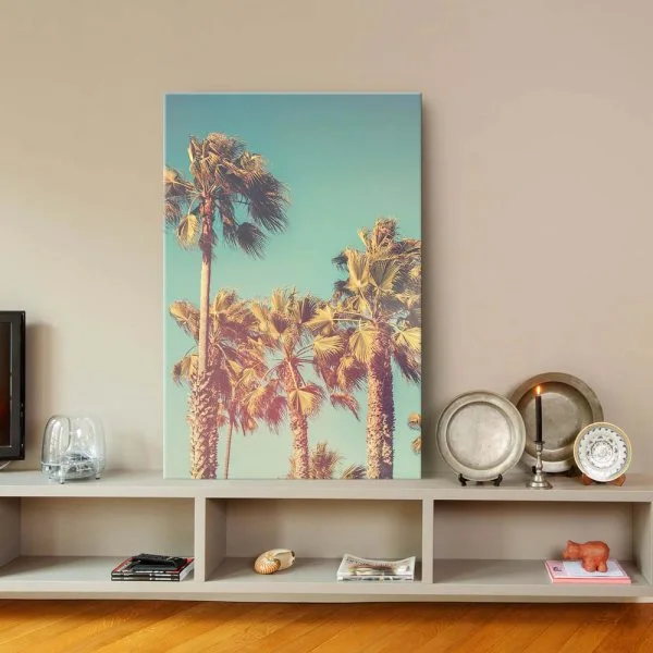 Keilrahmenbild Hochformat, Kalifornien, USA, Palmen retro look 60x90cm groß