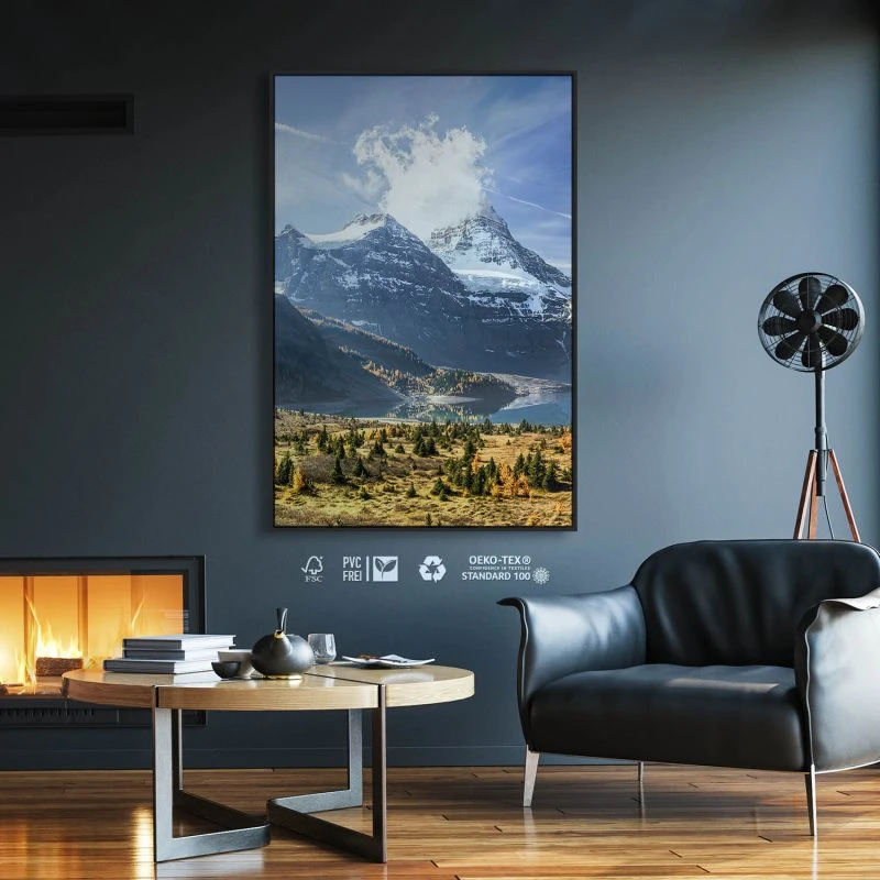 Berge & Gebirge Mount and Lake Magog Kanada im Hochformat 80x120cm mit schwarzen Bilderrahmen