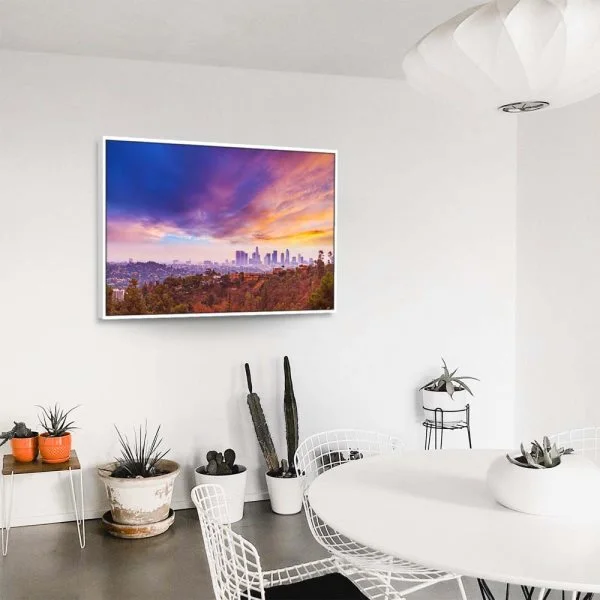 Skyline Los Angeles hills im weißen Bilderrahmen, 90x60cm