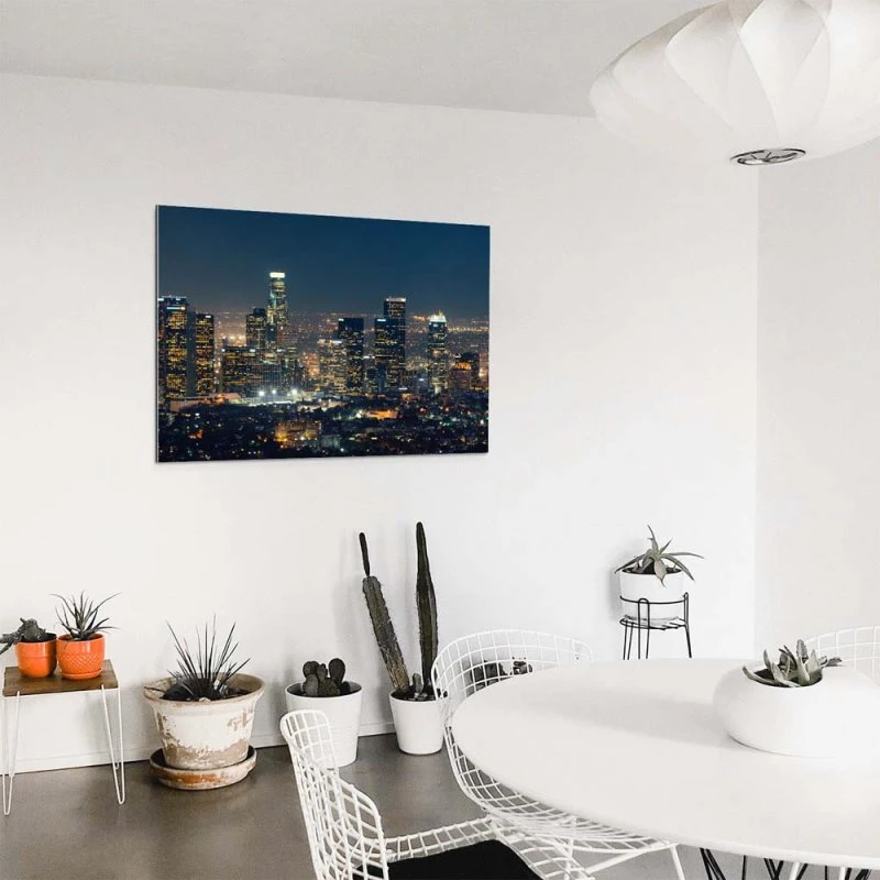Skyline Los Angeles Nachts als Acrylglasverbund Bild 180x90cm