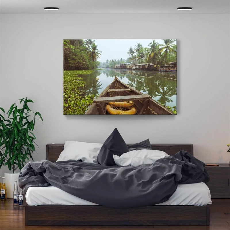 Keilrahmenbild 150x100cm, Flüsse & Seen Kumarakom Indien