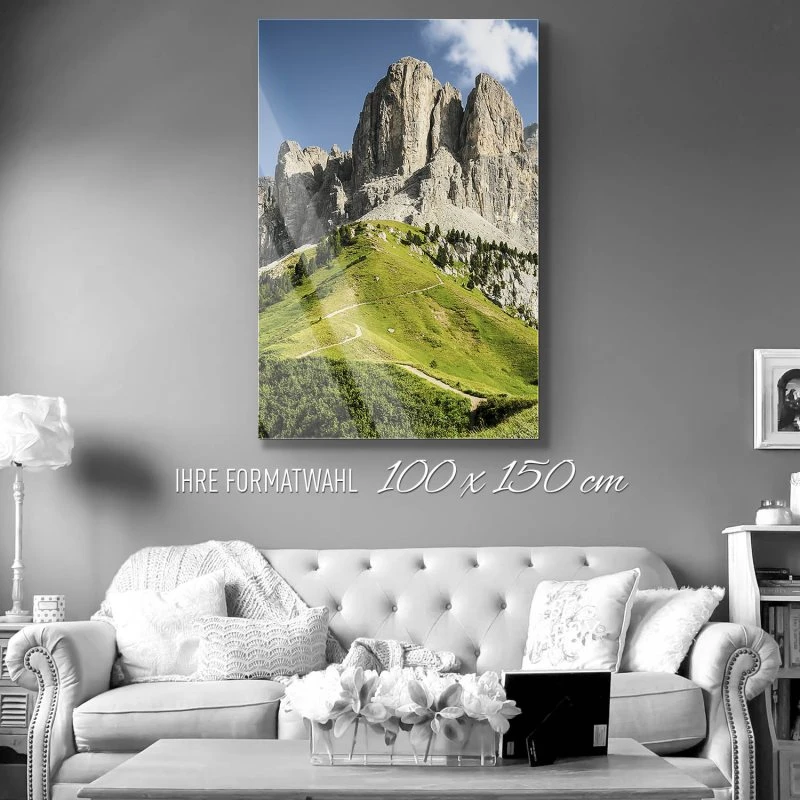 Berge & Gebirge im Hochformat, 100x150cm Dolomiten Panorama als XXL Acrylglasverbund Bild
