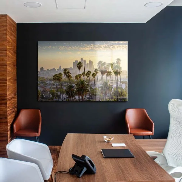 Skyline Los Angeles Palmen als Acrylglas Bild 120x60cm