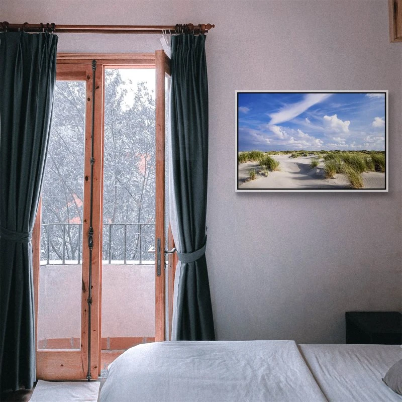 Strand & Meer Dünen Langenoog Nordsee im weißen Bilderrahmen, 120x60cm
