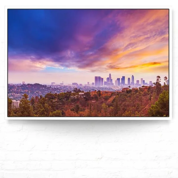 Skyline Los Angeles hills im weißen Bilderrahmen, 90x60cm