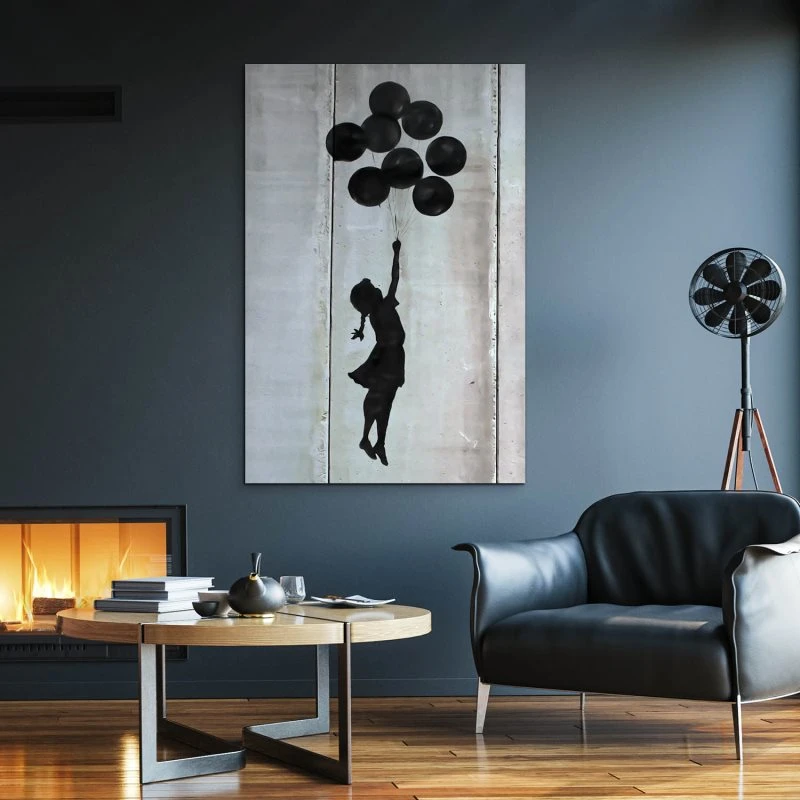 XXL Banksy Alu-Dibond Bild im Hochformat 100x150cm, Motiv Girl with ballons