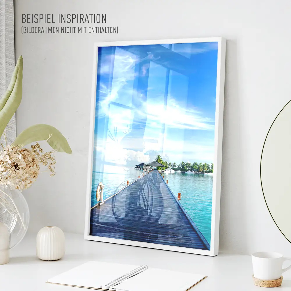 Poster 40x60cm im Hochformat, Steg zur Insel Strand & Meer