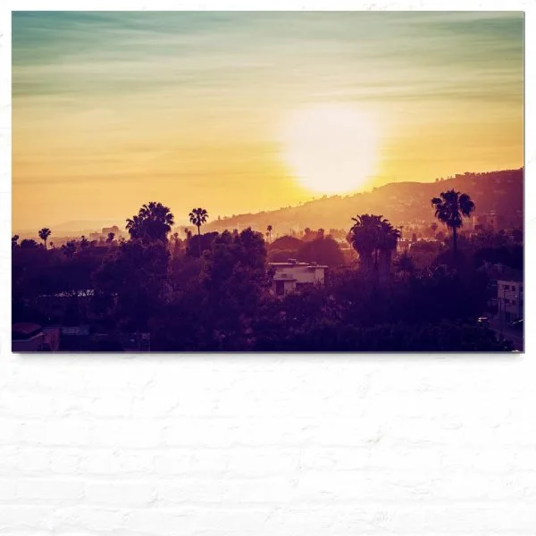 Skyline Los Angeles sunset als Alu-Dibond Bild 90x60cm