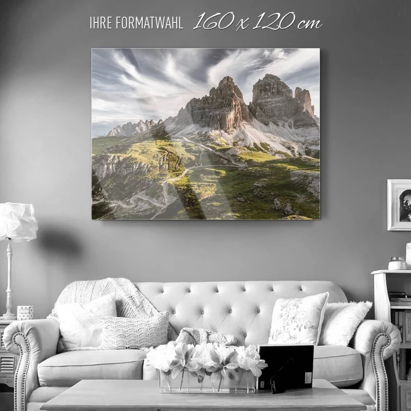 Berge & Gebirge 3 Zinnen Dolomiten als Acrylglasverbund Bild 160x120cm