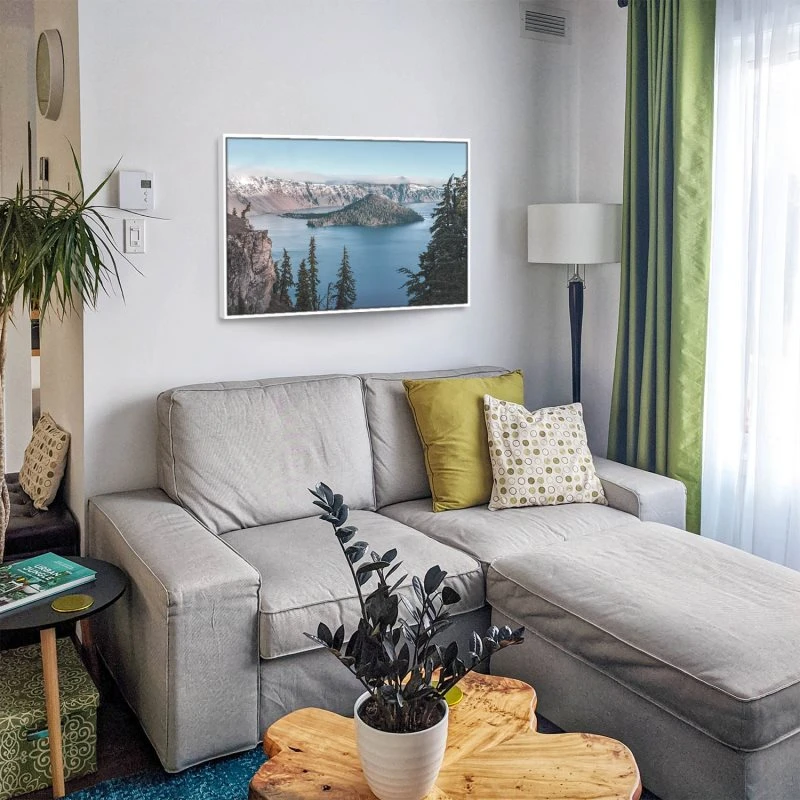 Flüsse & Seen Crater Lake Vulkan im weißen Bilderrahmen, 80x80cm