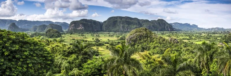 Berge & Gebirge Kuba Valle de Viñales als Leinwand Bild 150x50cm