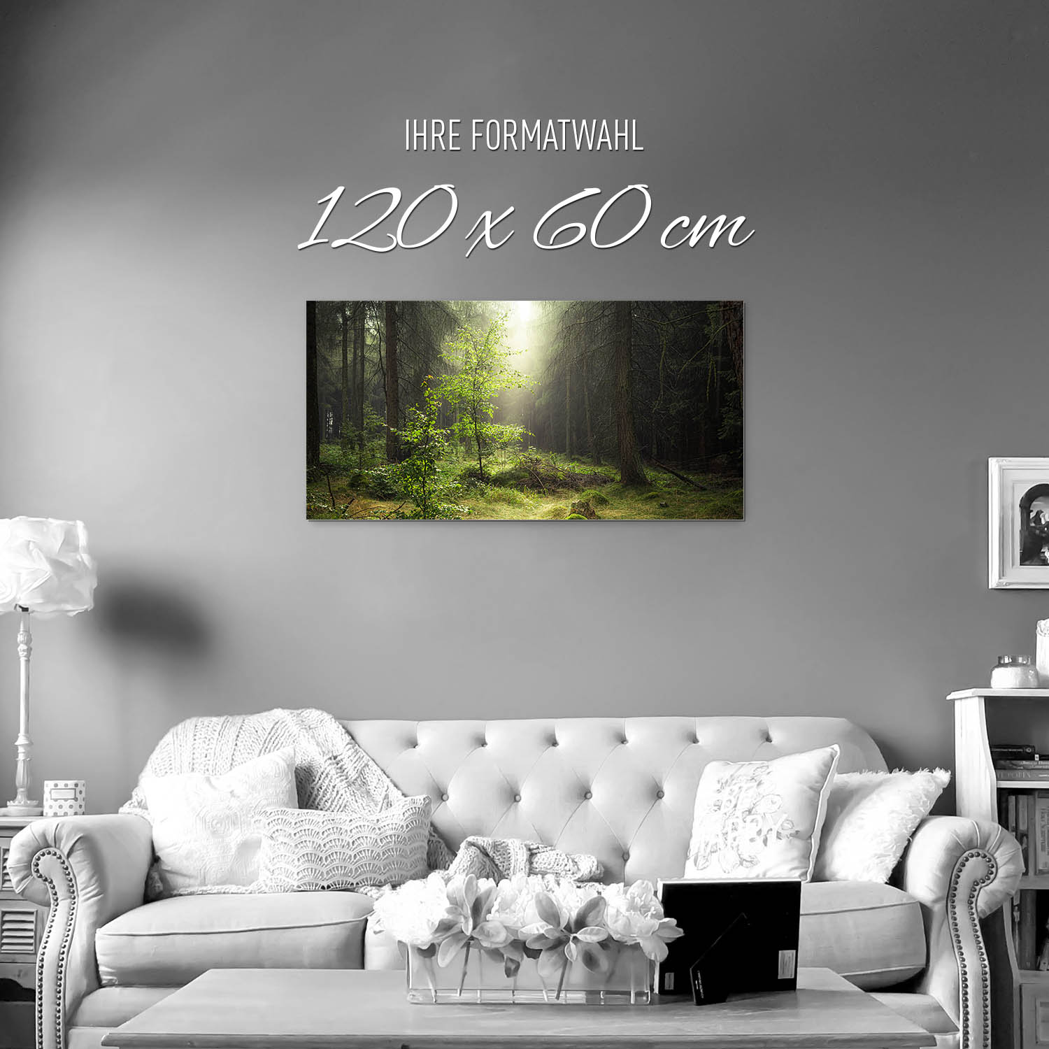 Wald & Bäume Lichtung als Alu-Dibond Bild 120x60cm