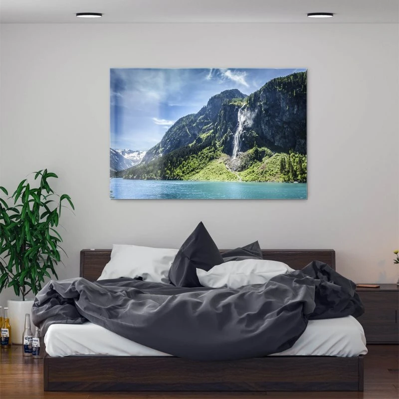 Berge & Gebirge Zillertal Wasserfall als Acrylglasverbund Bild 160x120cm