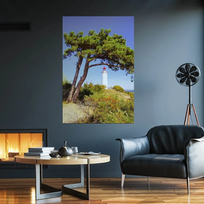 Poster 40x60cm im Hochformat, Leuttchtturm Hiddensee Ostsee Strand & Meer