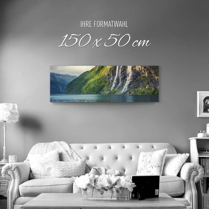 Alu-Dibond Bild 150x50cm groß Wasserfall Seven Sisters
