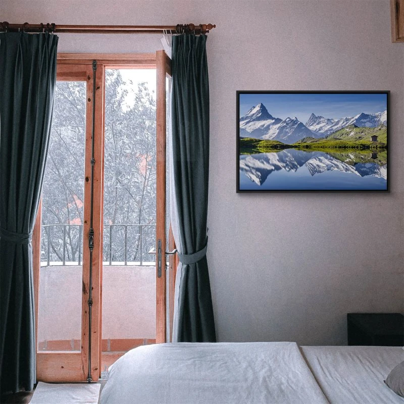 Berge & Gebirge Bachalpsee Schweiz im schwarzen Bilderrahmen, 120x60cm