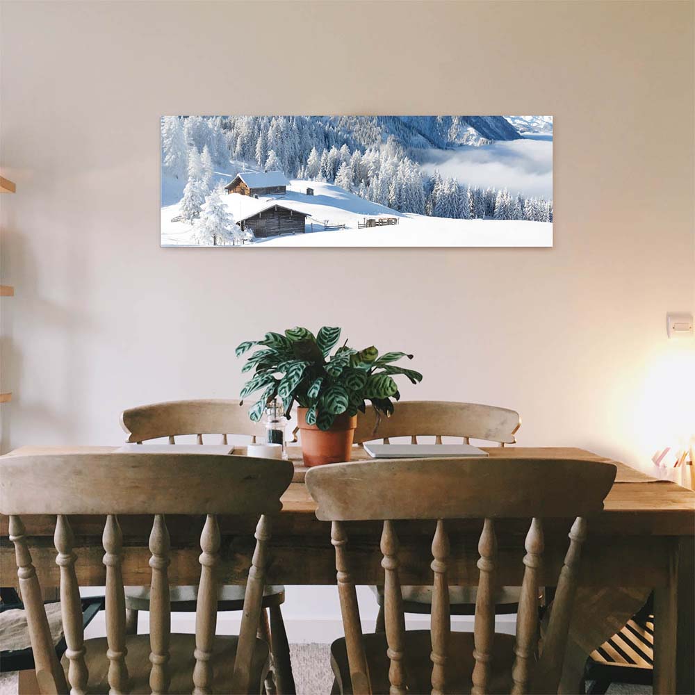 Berge & Gebirge Winterpanorama mit Hütte als Acrylglasverbund Bild 180x120cm