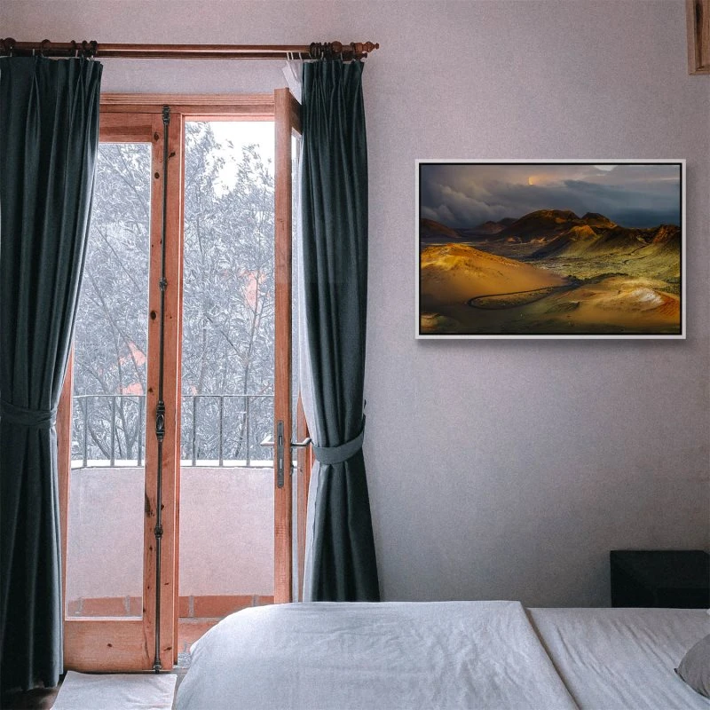 Berge & Gebirge Lanzarote Spanien im weißen Bilderrahmen, 120x60cm