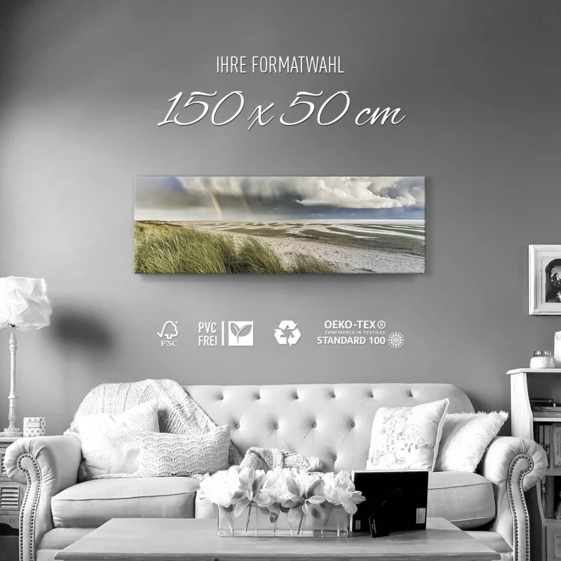 Strand & Meer Wattenmeer Nordsee als Leinwand Bild 150x50cm