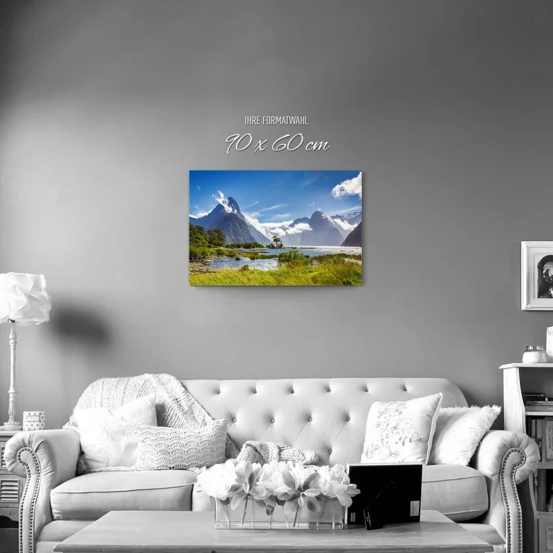 Berge & Gebirge Neuseeland Milford Sound Fjord als Alu-Dibond Bild 90x60cm