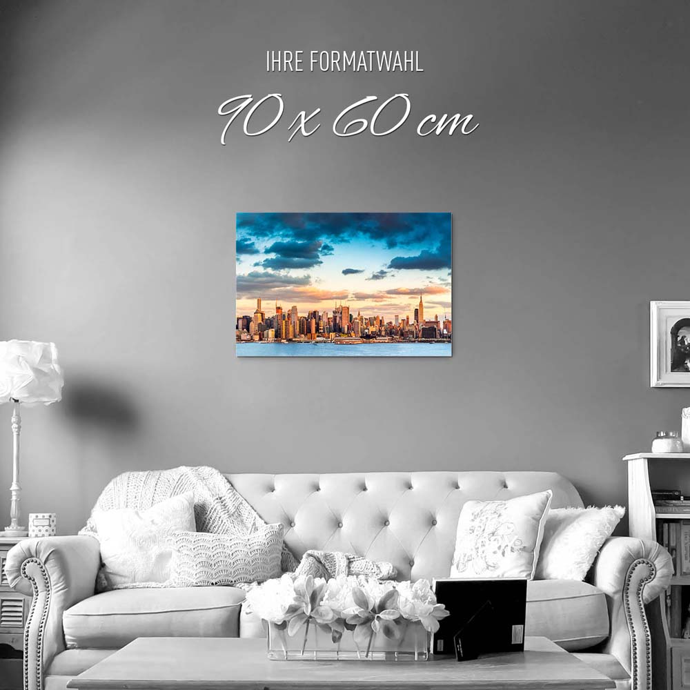 Skyline Panorama von New York als Alu-Dibond Bild 90x60cm