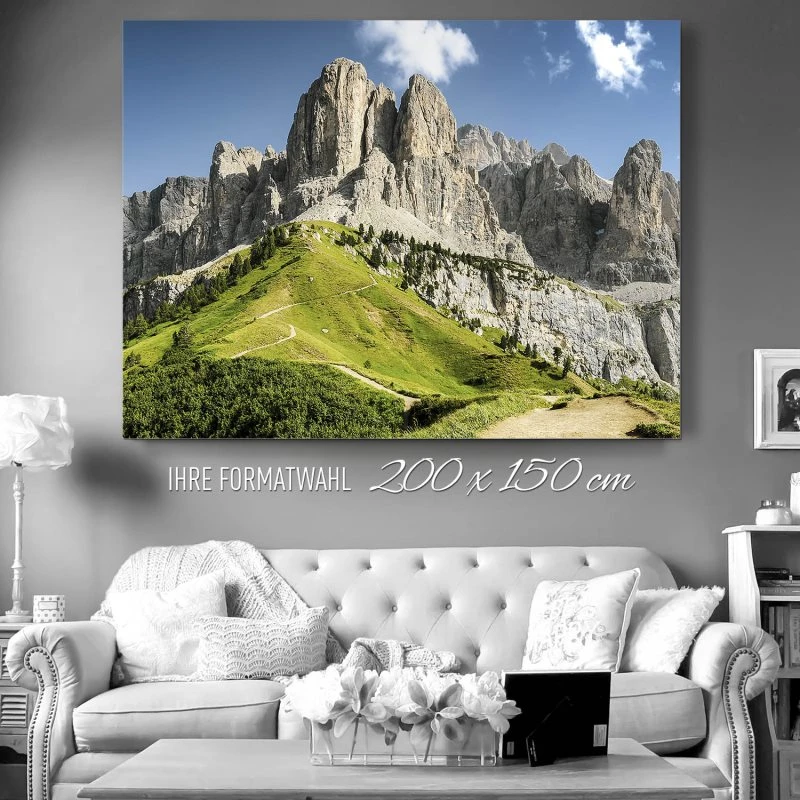 200x150cm großes Alu-Dibond Bild, Berge & Gebirge Dolomiten Panorama